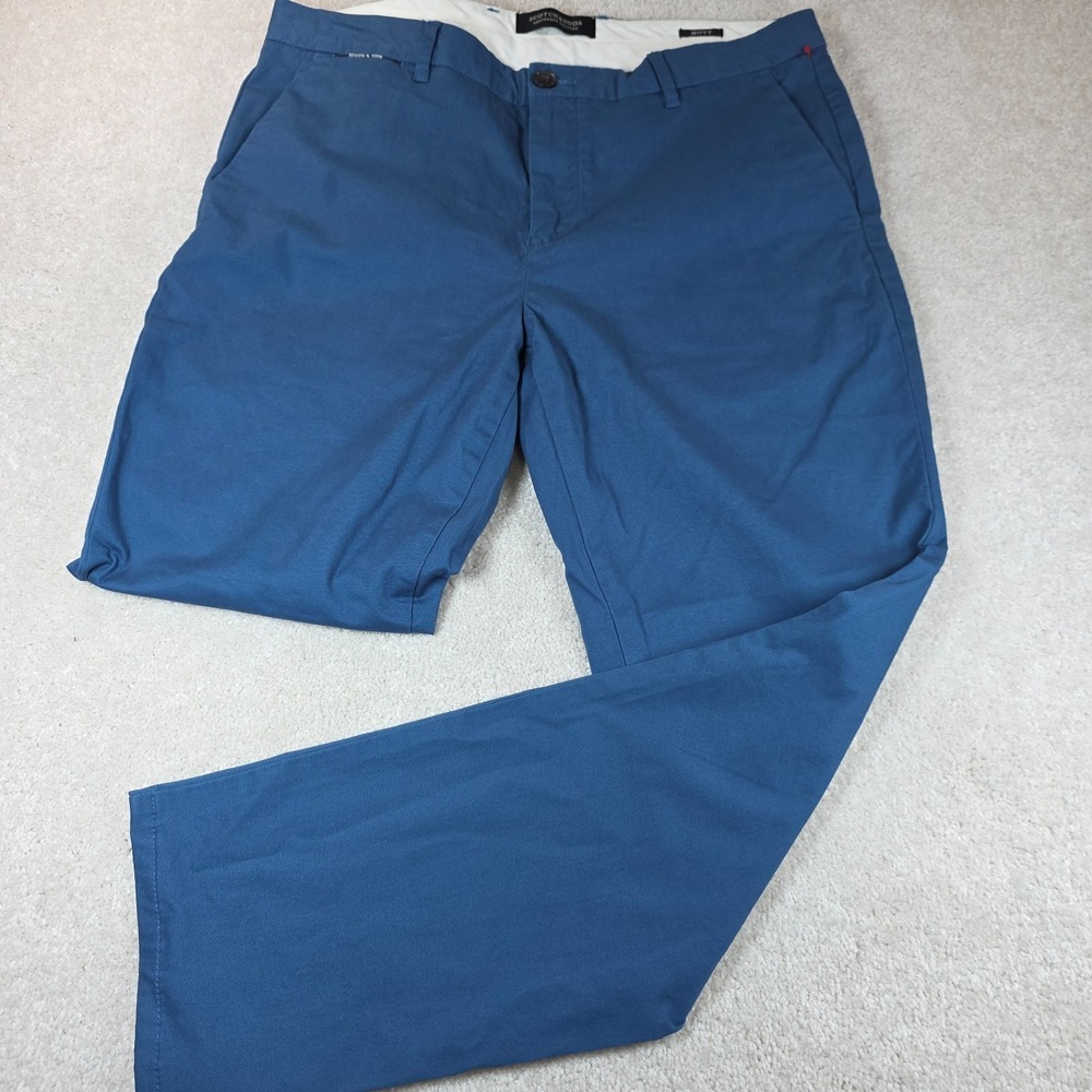 Scotch & Soda Mott Chino Pants Mens 31x32 Blue Slim Fit Stretch Casual Modern